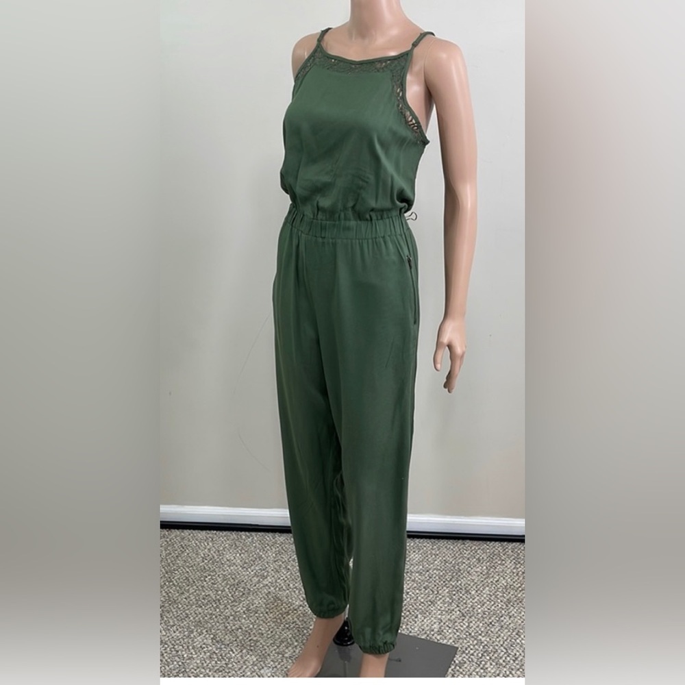 Xhilaration Hunter Green Lace Trim Spaghetti Strap Jumpsuit Size XXL